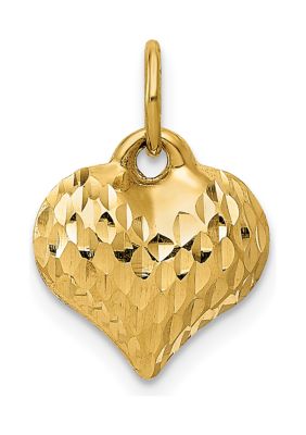Belk & Co 14K Yellow Gold Polished and Textured 3D Heart Pendant