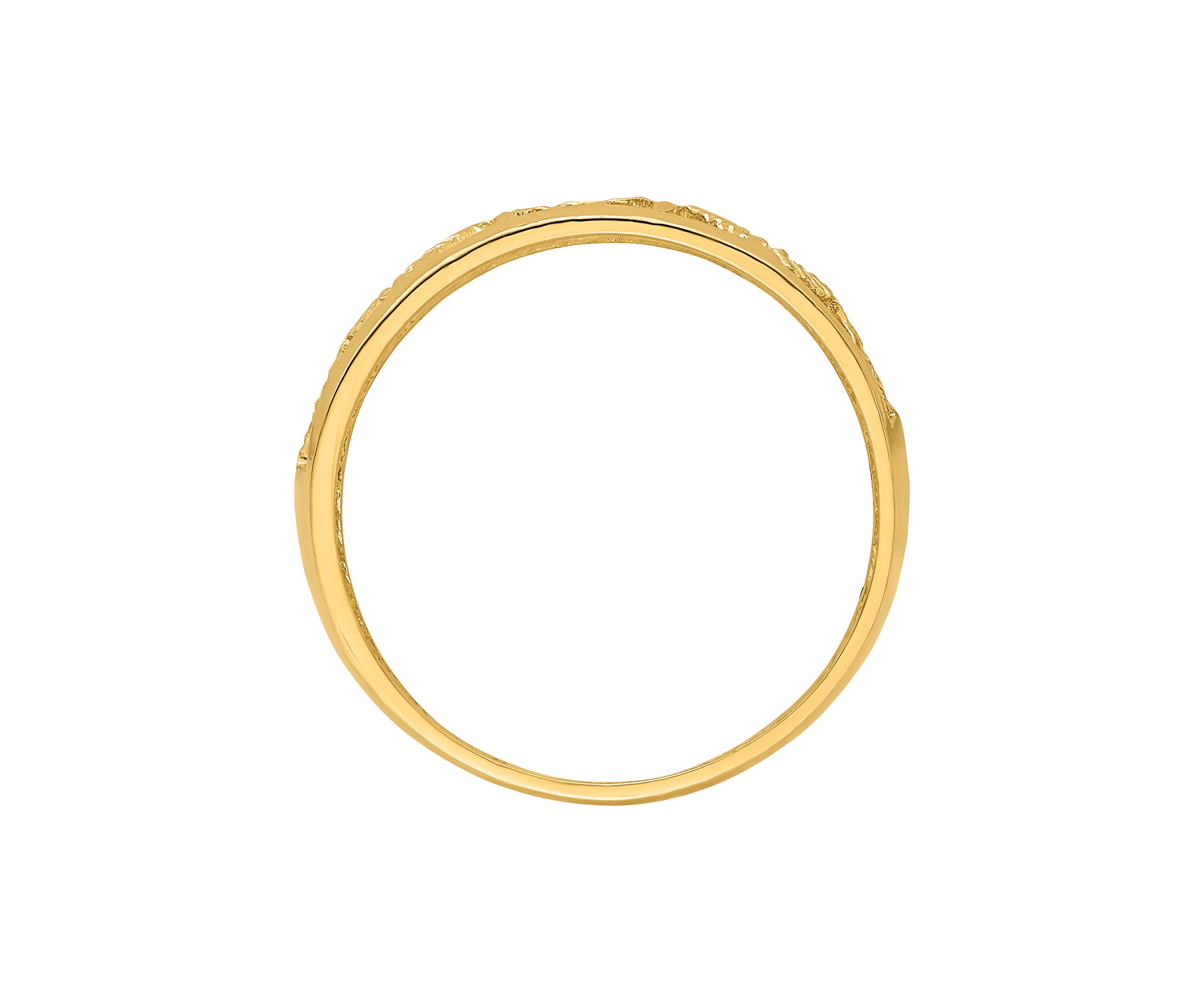 14K Yellow Gold Diamond Cut 5 Heart Ring