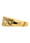 14K Yellow Gold Diamond Cut 5 Heart Ring