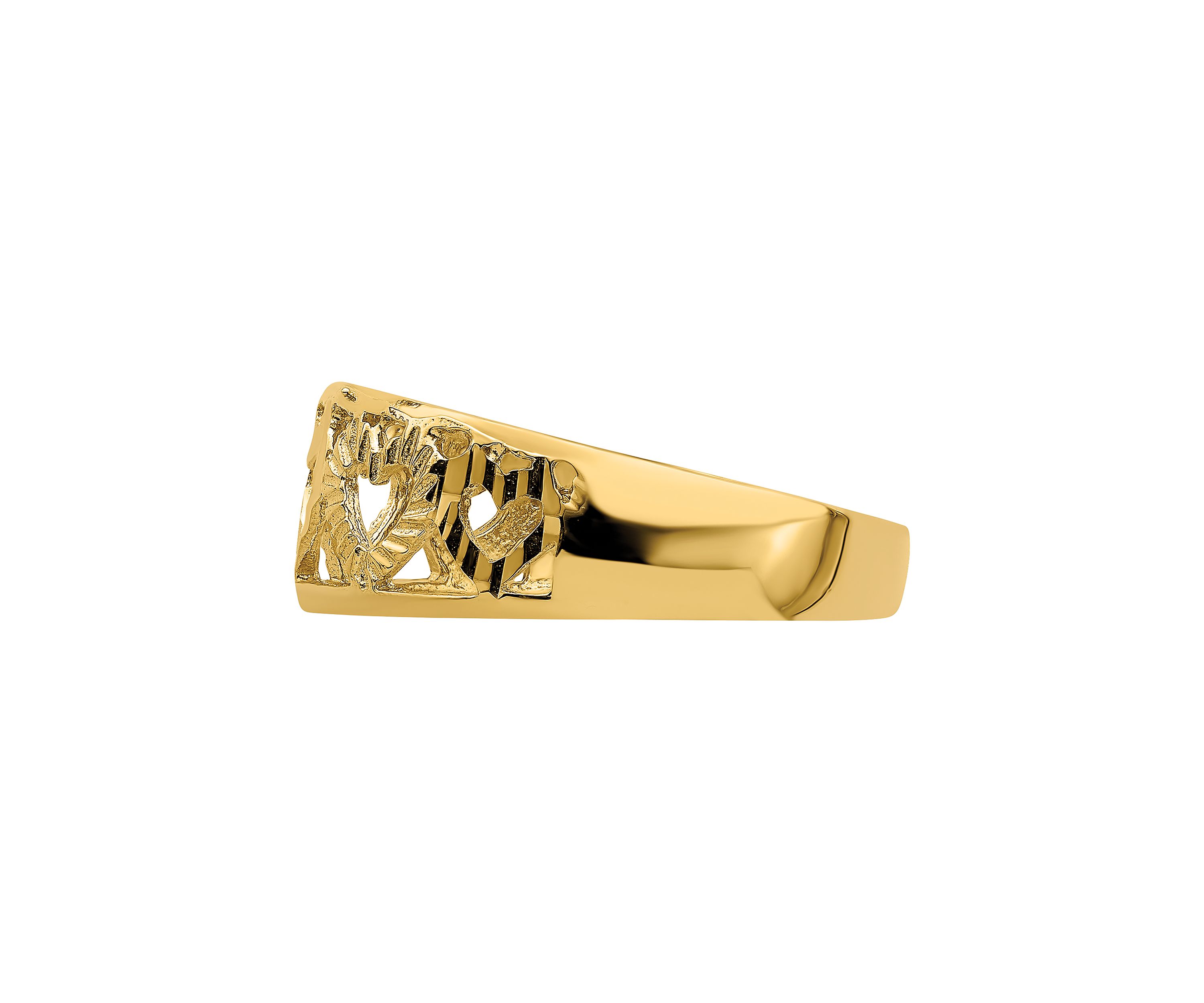 14K Yellow Gold Diamond Cut 5 Heart Ring