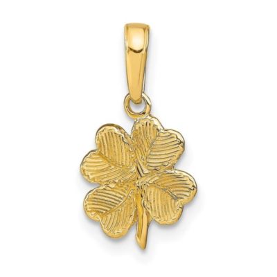 Belk & Co 14K Yellow Gold Polished and Textured 4-Leaf Clover Pendant