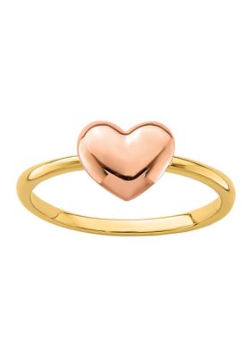 14K Two Tone Polished Heart Ring