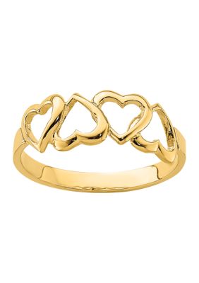 14K Yellow Gold Polished Heart Ring