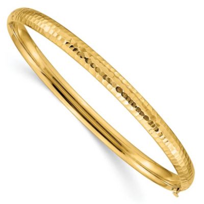 Belk & Co 14K Yellow Gold 3/16 Fancy Hammered Hinged Bangle Bracelet