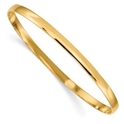 Belk & Co 14K Yellow Gold 4mm Solid Polished Half-Round Slip-On Bangle