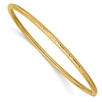 Belk & Co 14K Yellow Gold 3mm Diamond-cut Tube Slip-on Bangle