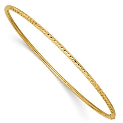 Belk & Co 14K Yellow Gold 2mm Diamond-cut Tube Slip-on Bangle