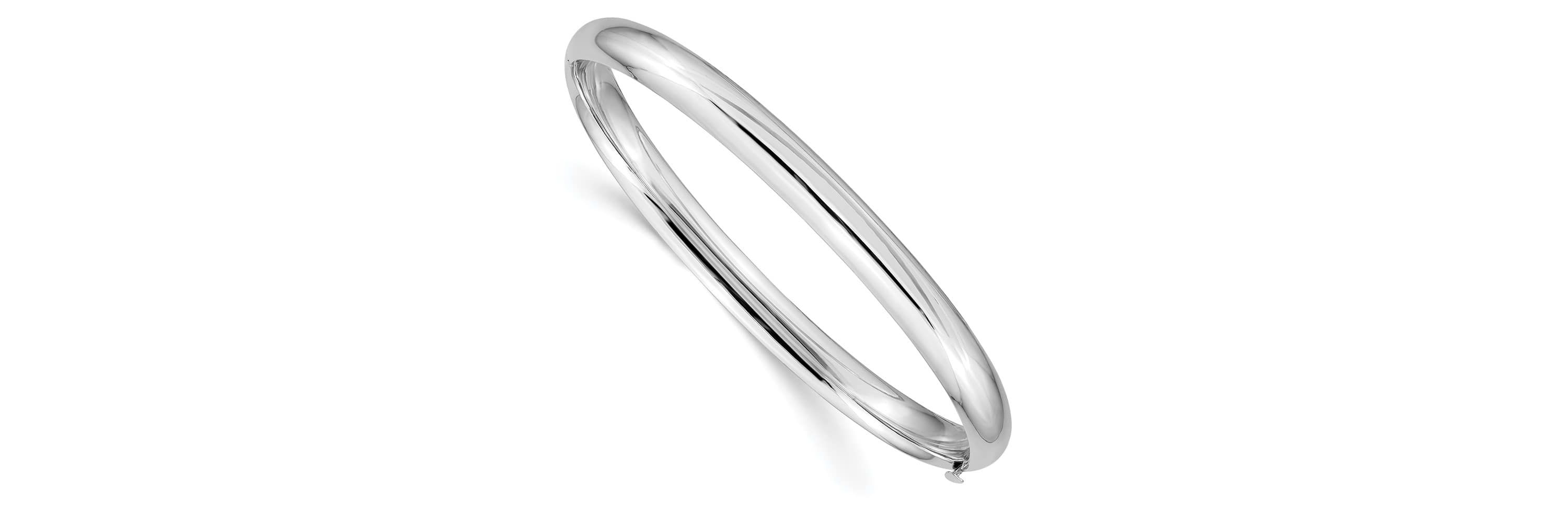 14K White Gold High Polished 6.00mm Hinged Bangle