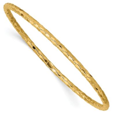 Belk & Co 14K Yellow Gold Polished Textured Slip-on Bangle Bracelet