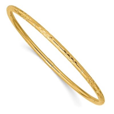 Belk & Co 14K Yellow Gold Polished Diamond-cut Slip-on Bangle, 7.25 in