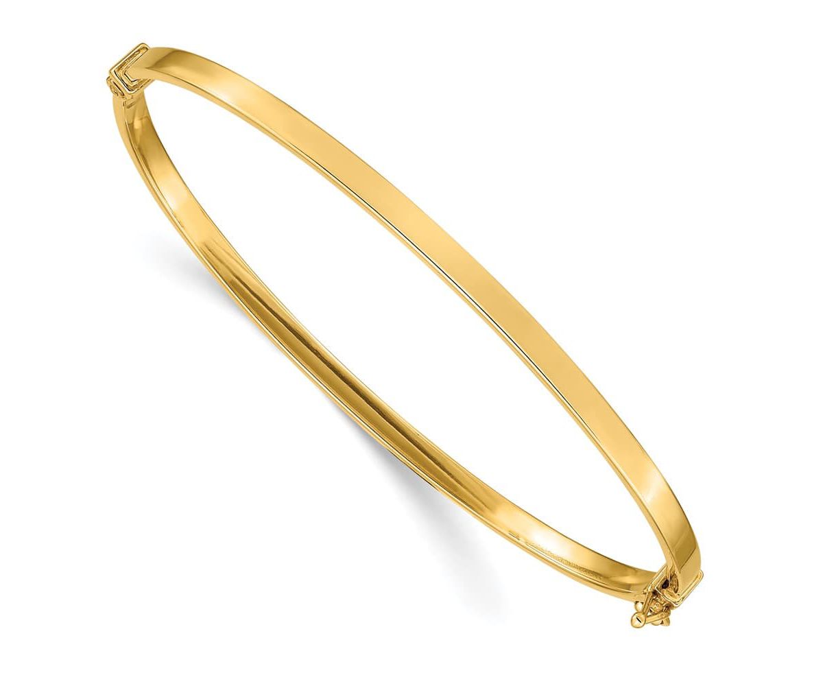 14K Yellow Gold Polished Hinged Bangle Bracelet