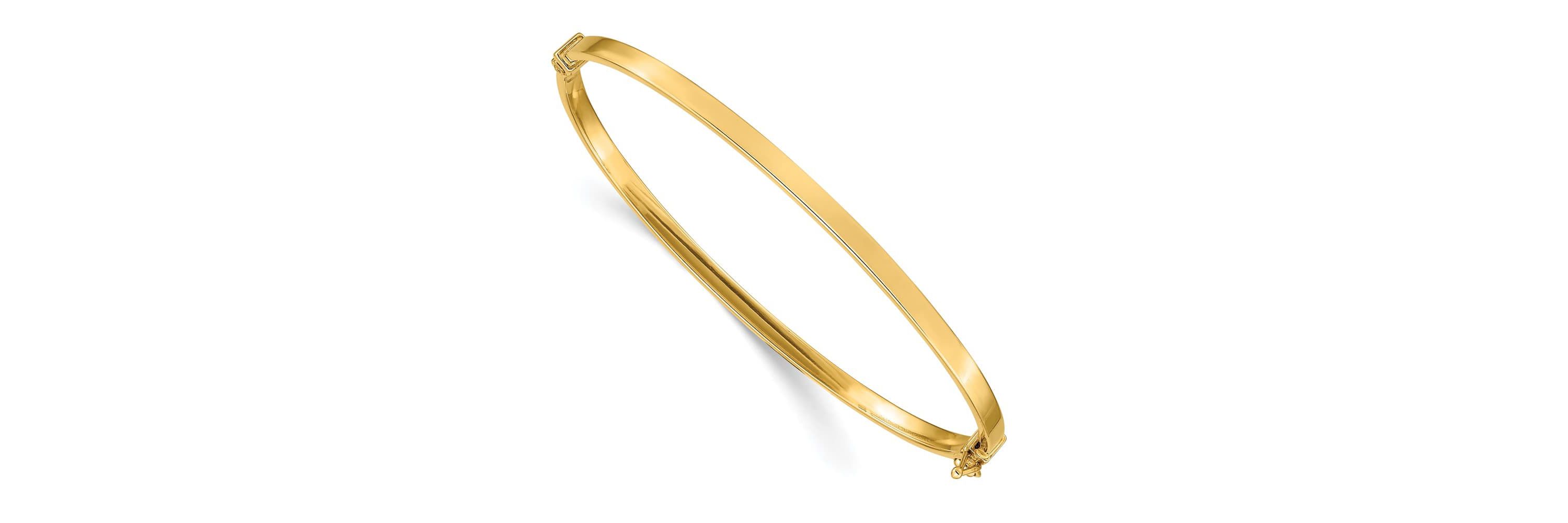 14K Yellow Gold Polished Hinged Bangle Bracelet