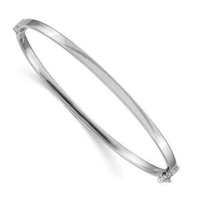 Belk & Co 14K White Gold Polished Hinged Bangle Bracelet
