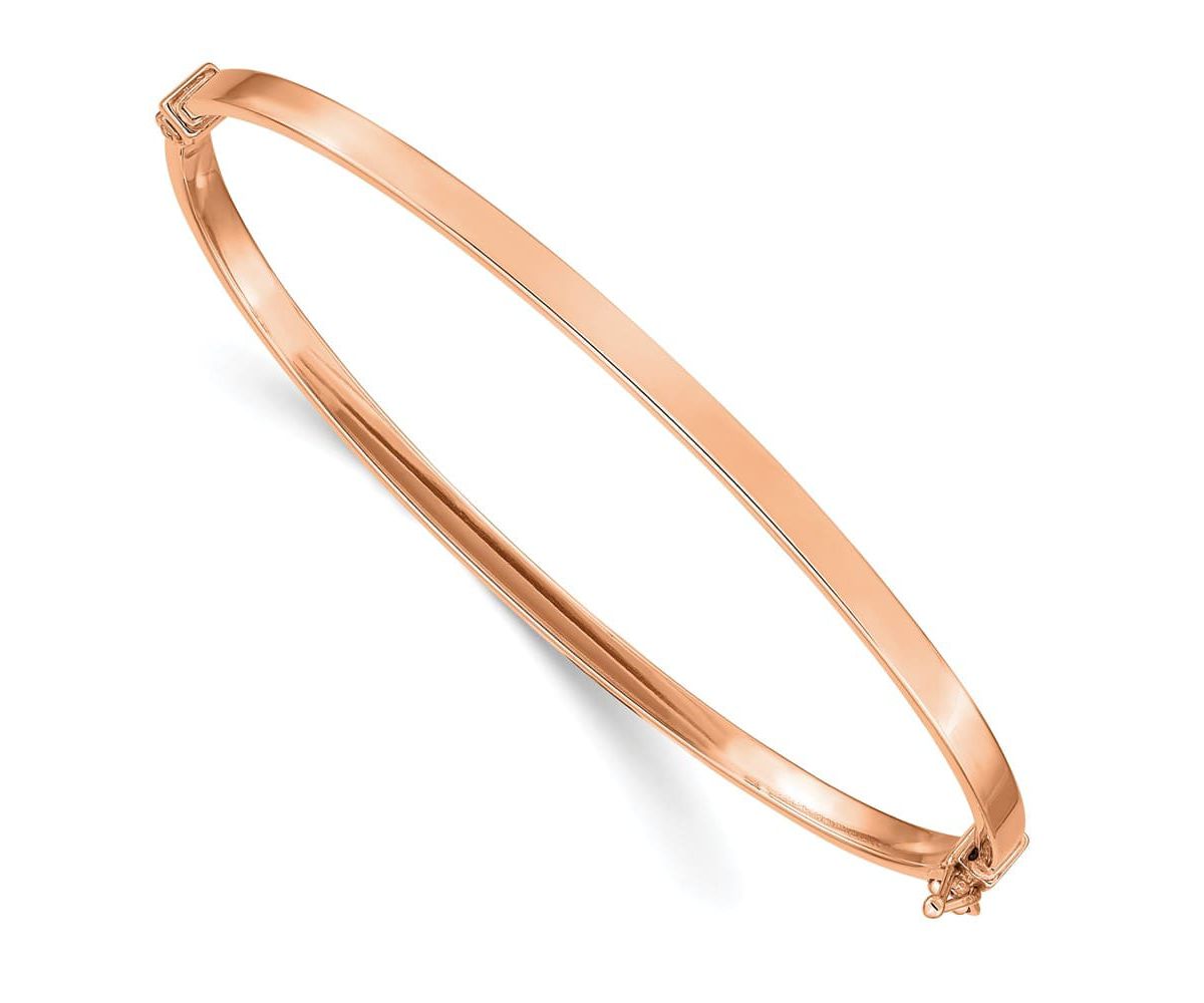 14K Rose Gold Polished Hinged Bangle Bracelet