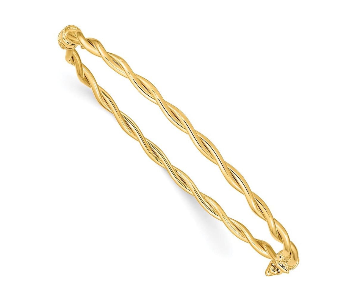 14K Yellow Gold Twisted Hinged Bangle
