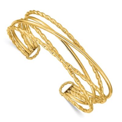 Belk & Co 14K Yellow Gold Polished Multi Tube Cuff Bangle