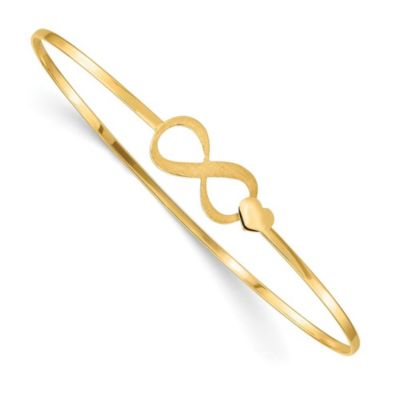 Belk & Co 14K Yellow Gold Brushed and Polished Infinity Heart Flexible Bangle, 7 in
