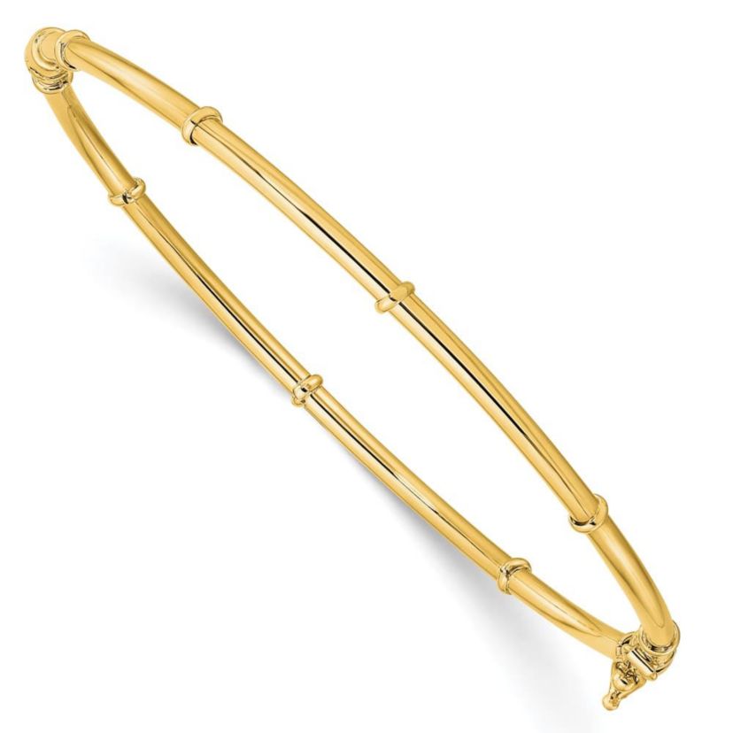 14K Yellow Gold Polished Fancy Hinged Bangle