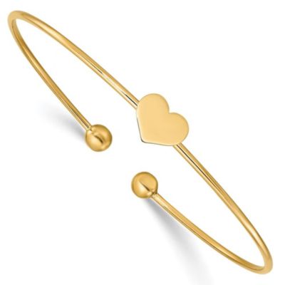 Belk & Co 14K Yellow Gold Polished Heart Flexible Bangle