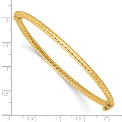 14K Yellow Gold Polished and Textured Hinged Bangle Bracelet