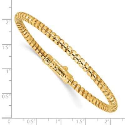 14K Yellow Gold Polished and Diamond-cut Fancy Spiral Bangle