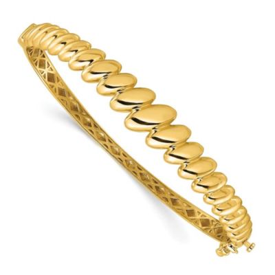 Belk & Co 14K Yellow Gold Polished Graduated Oval Fancy Hinged Bangle