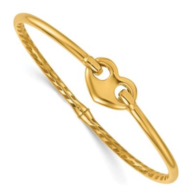 Belk & Co 14K Yellow Gold Polished Heart Hinged Bangle Bracelet