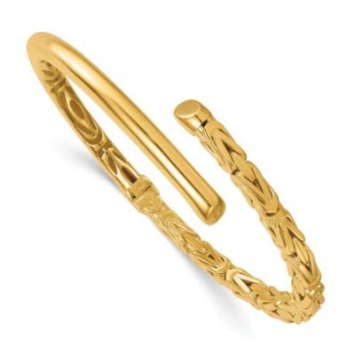 Belk & Co 14K Yellow Gold Polished Fancy Byzantine Hinged Cuff Bangle Bracelet