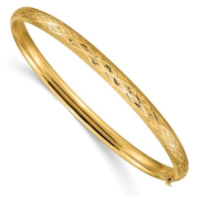 Belk & Co 14K Yellow Gold 3/16 Diamond-cut Fancy Hinged Bangle Bracelet