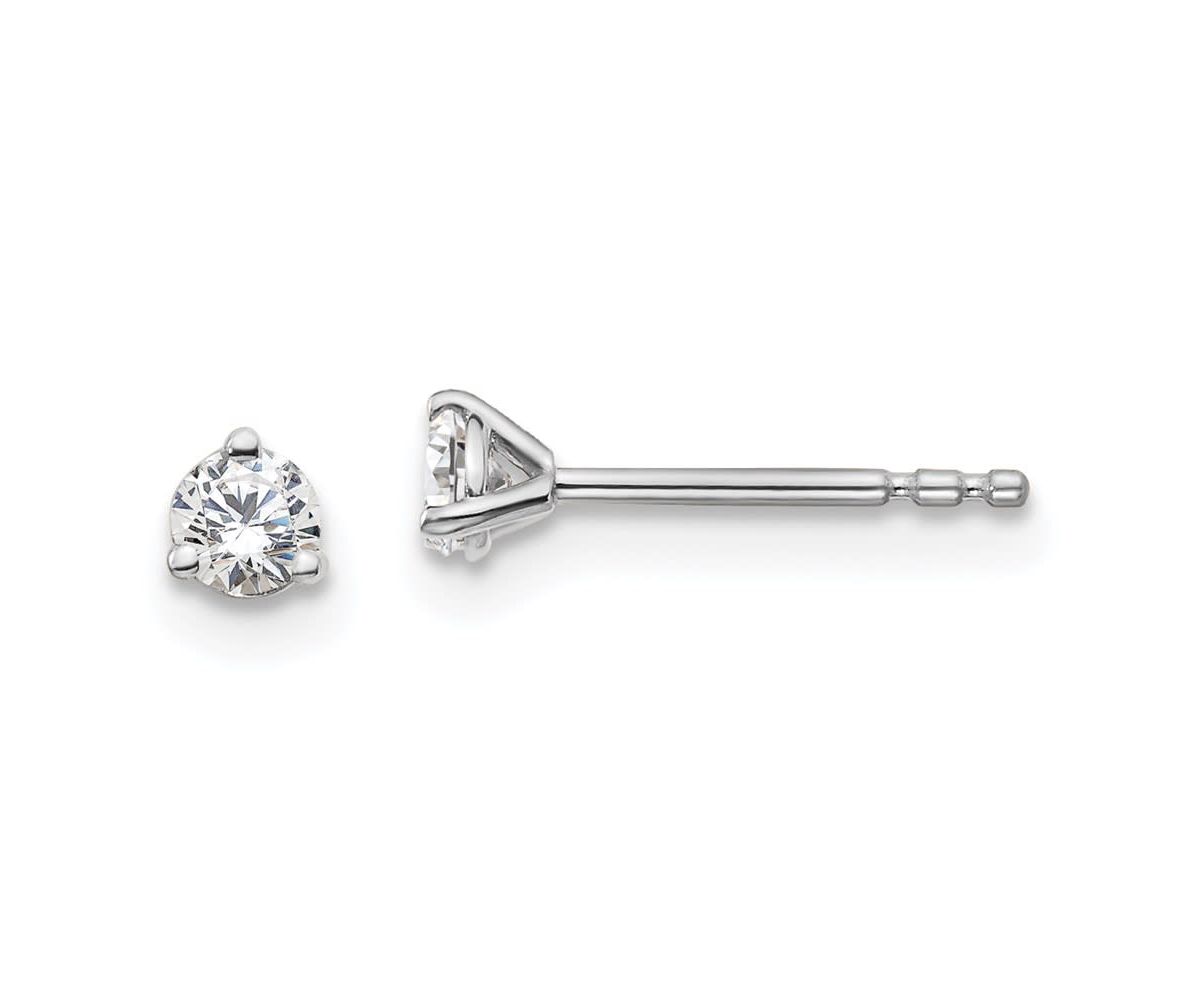 Lab Created 1/5 ct. t.w. Lab Grown Diamond 3 Prong Earrings in 14K White Gold