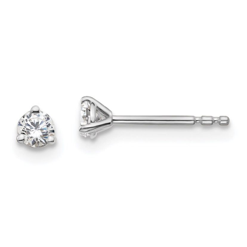 Lab Created 1/5 ct. t.w. Lab Grown Diamond 3 Prong Earrings in 14K White Gold