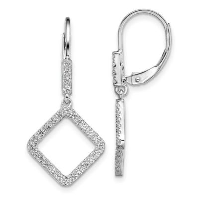Belk & Co Lab Created 1/2 ct. t.w. Lab Grown Diamond Square Leverback Earring in 14K White Gold