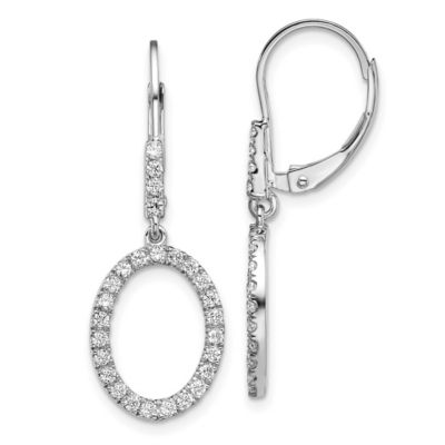 Belk & Co Lab Created 1/2 ct. t.w. Lab Grown Diamond Oval Leverback Earrings in 14K White Gold