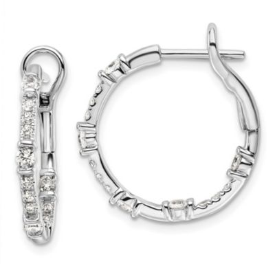 Belk & Co Lab Created 3/4 ct. t.w. Diamond Hoop Earrings in 14K White Gold