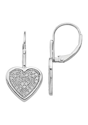 Belk & Co 1/2 ct. t.w. Diamond Fancy Heart Lever Back Earrings in 14K White Gold