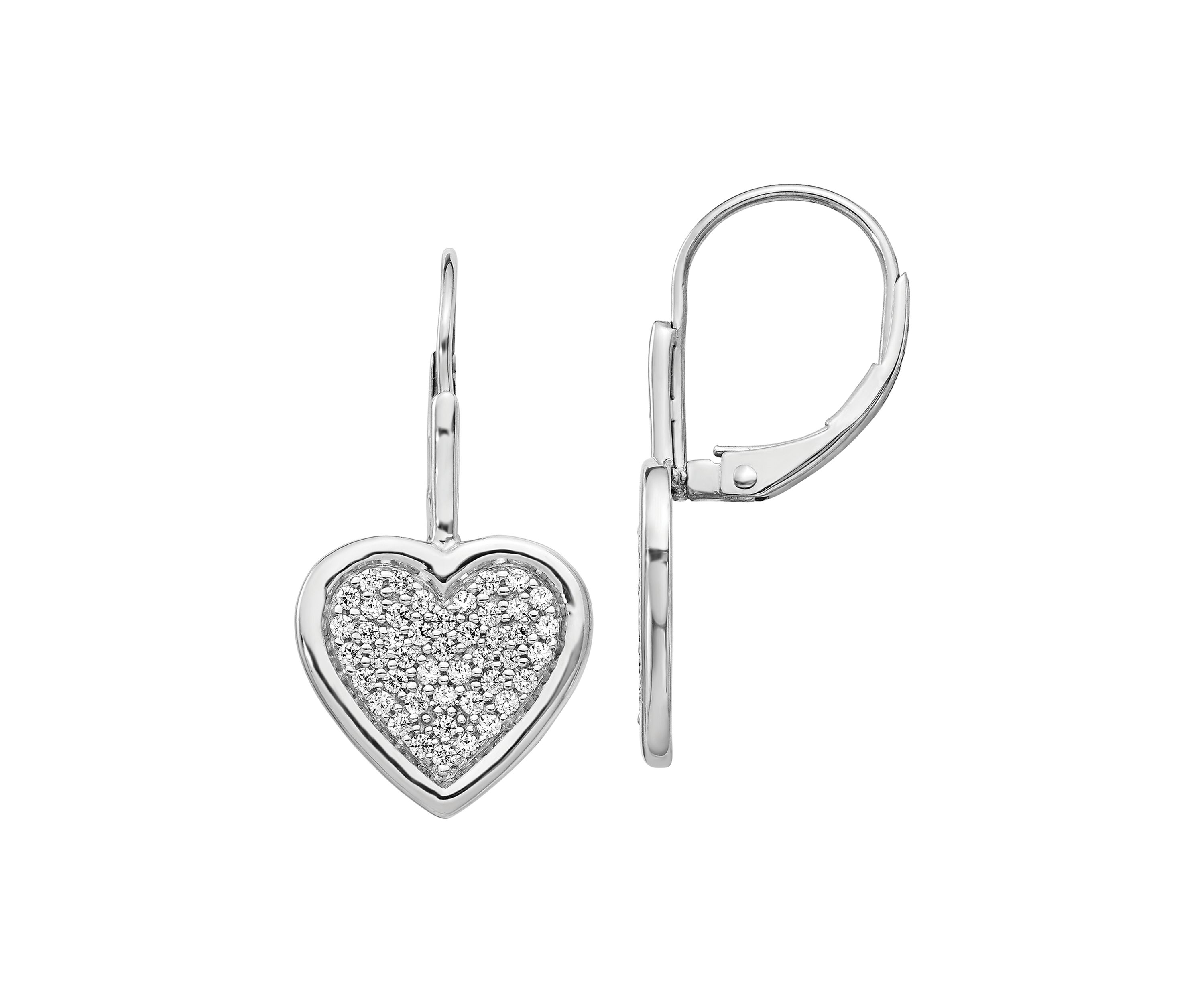 1/2 ct. t.w. Diamond Fancy Heart Lever Back Earrings in 14K White Gold