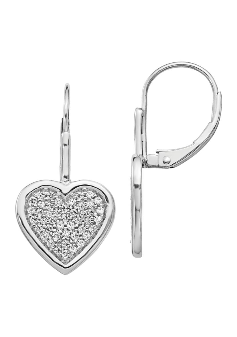1/2 ct. t.w. Diamond Fancy Heart Lever Back Earrings in 14K White Gold
