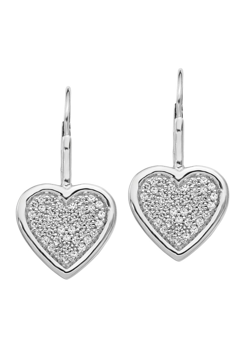 1/2 ct. t.w. Diamond Fancy Heart Lever Back Earrings in 14K White Gold