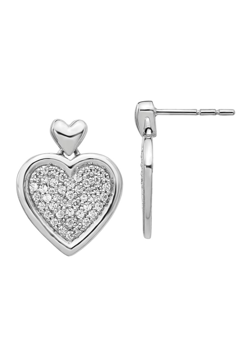 1/2 ct. t.w. Diamond Fancy Heart Post Earrings in 14K White Gold