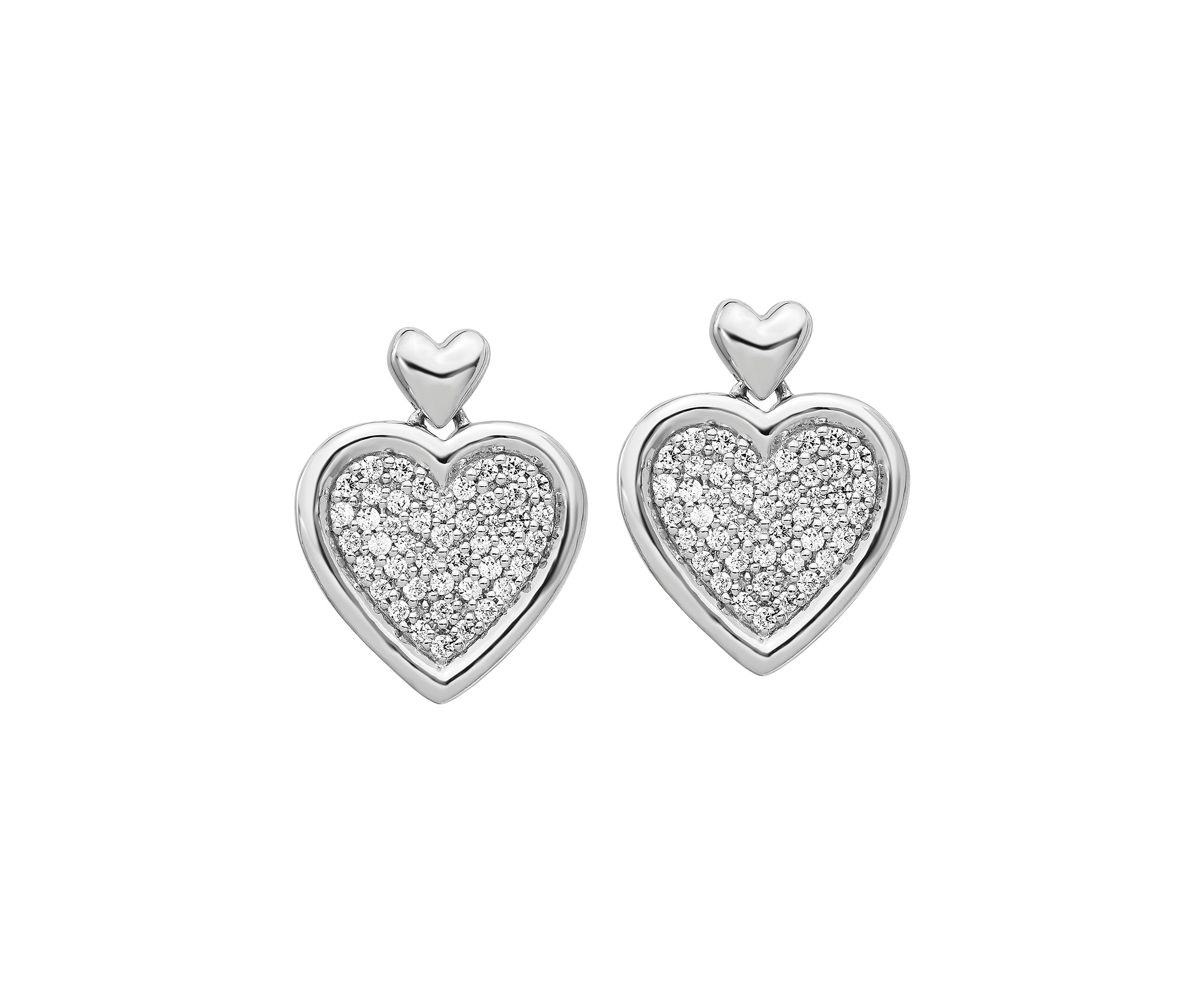 1/2 ct. t.w. Diamond Fancy Heart Post Earrings in 14K White Gold