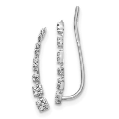 Belk & Co 1/8 ct. t.w. Diamond Graduated Ear Climber Earrings in 14K White Gold