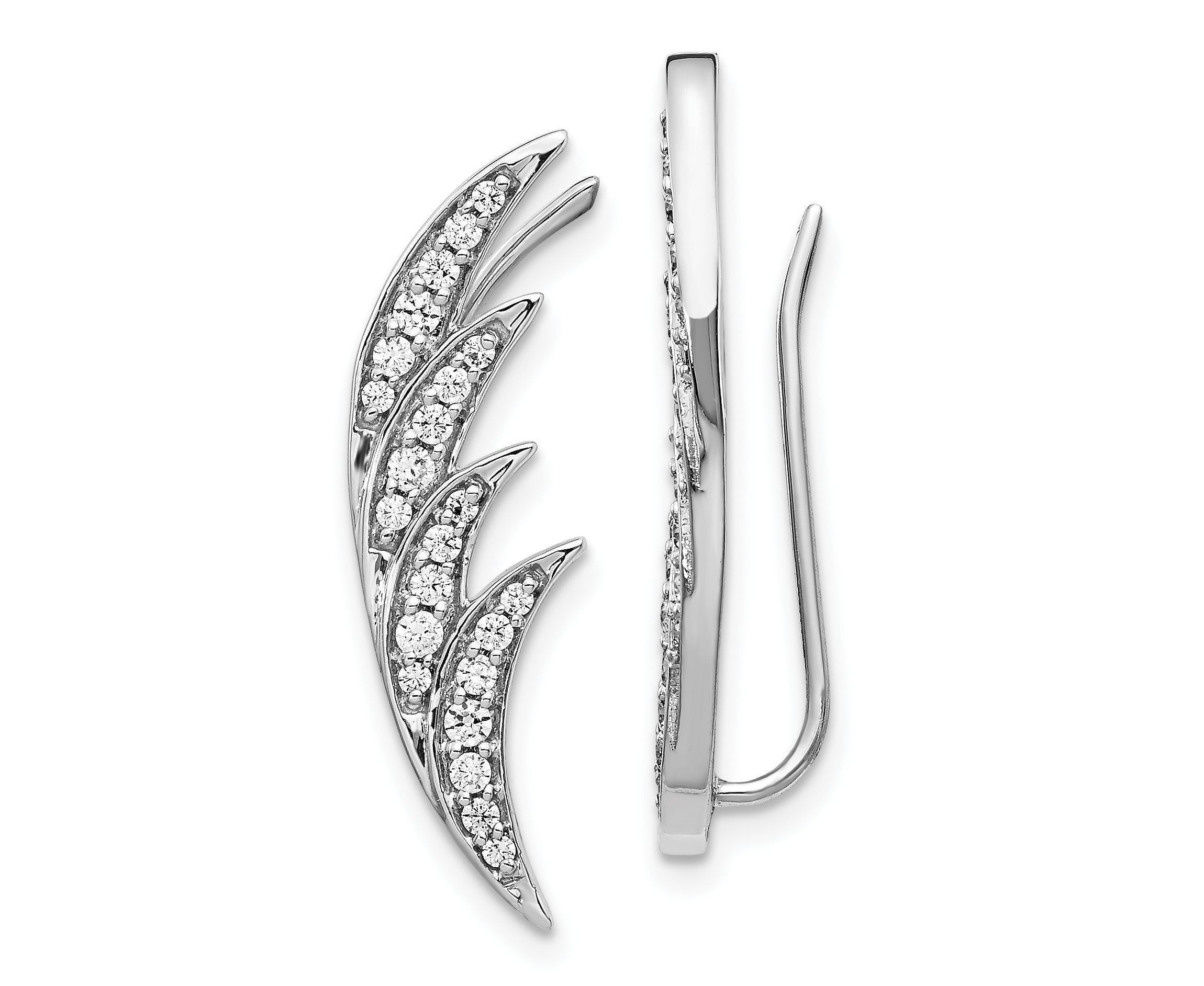 Lab Created 1/2 ct. t.w. Diamond Ear Climber Earrings in 14K White Gold