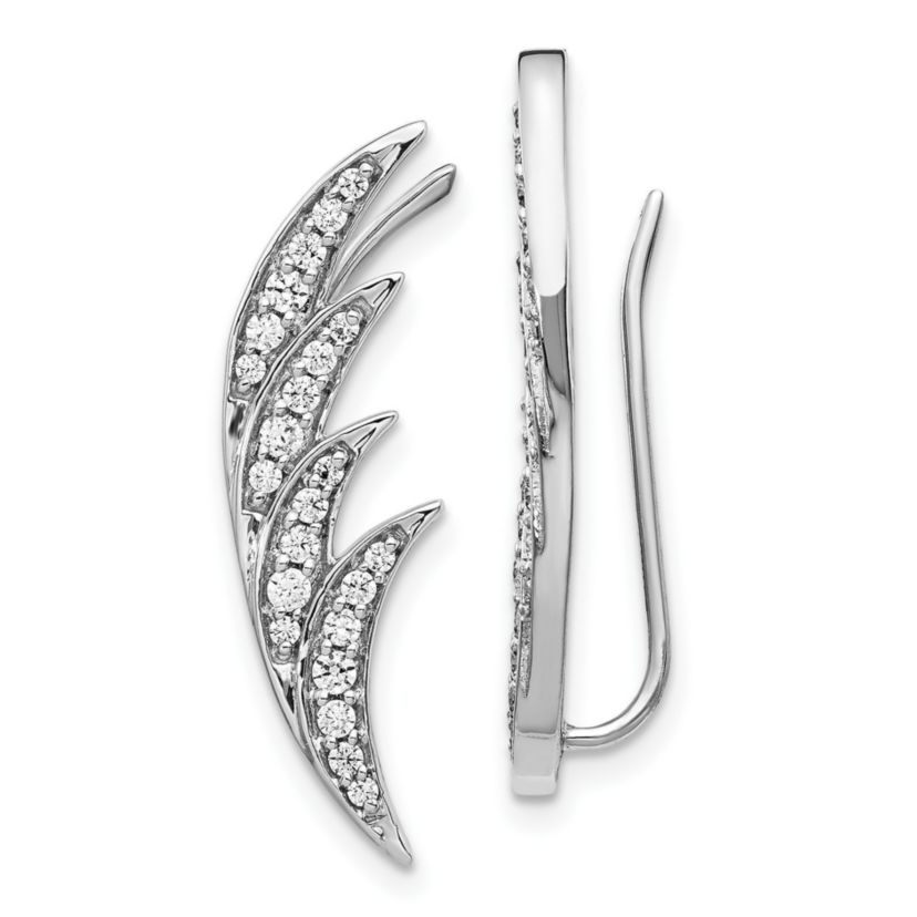 Lab Created 1/2 ct. t.w. Diamond Ear Climber Earrings in 14K White Gold