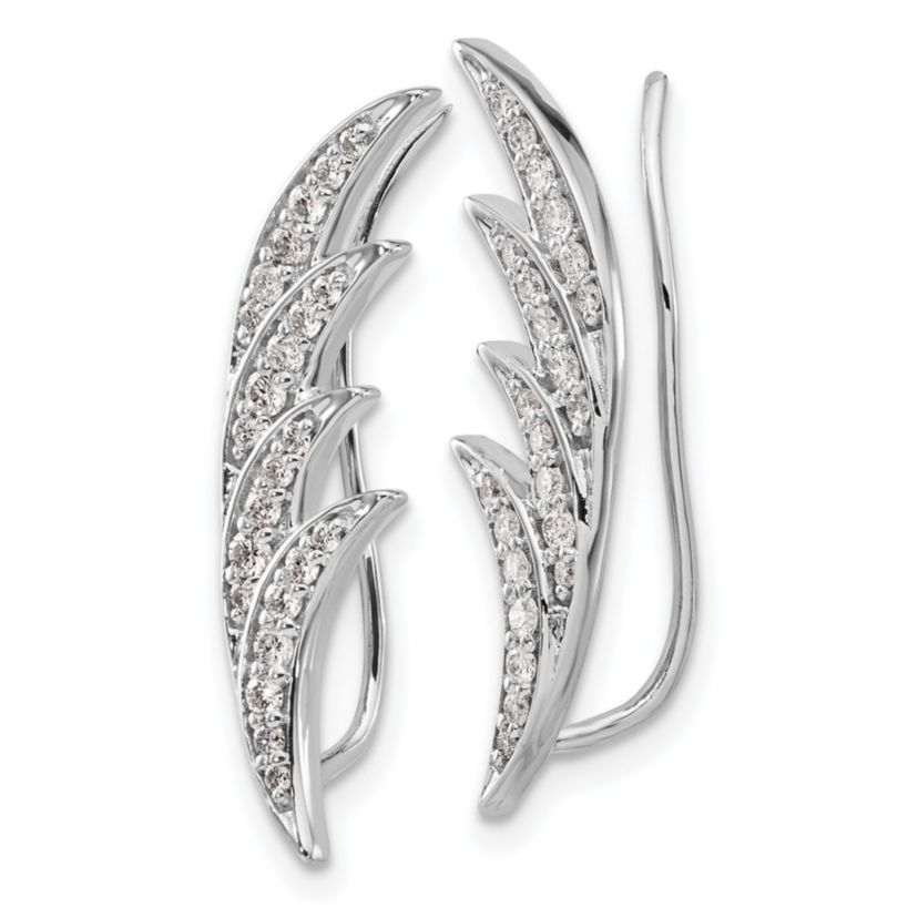 Lab Created 1/2 ct. t.w. Diamond Ear Climber Earrings in 14K White Gold