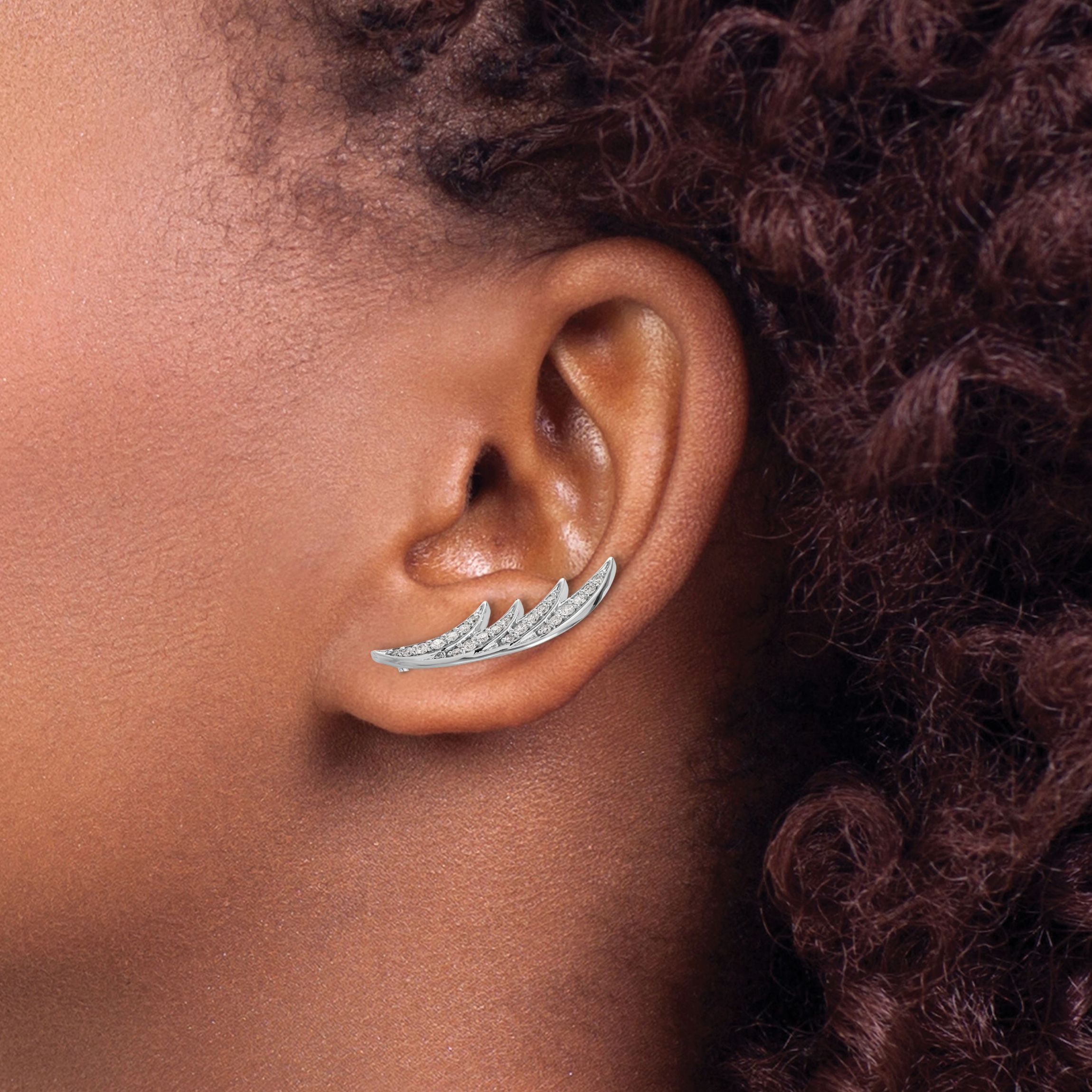 Lab Created 1/2 ct. t.w. Diamond Ear Climber Earrings in 14K White Gold