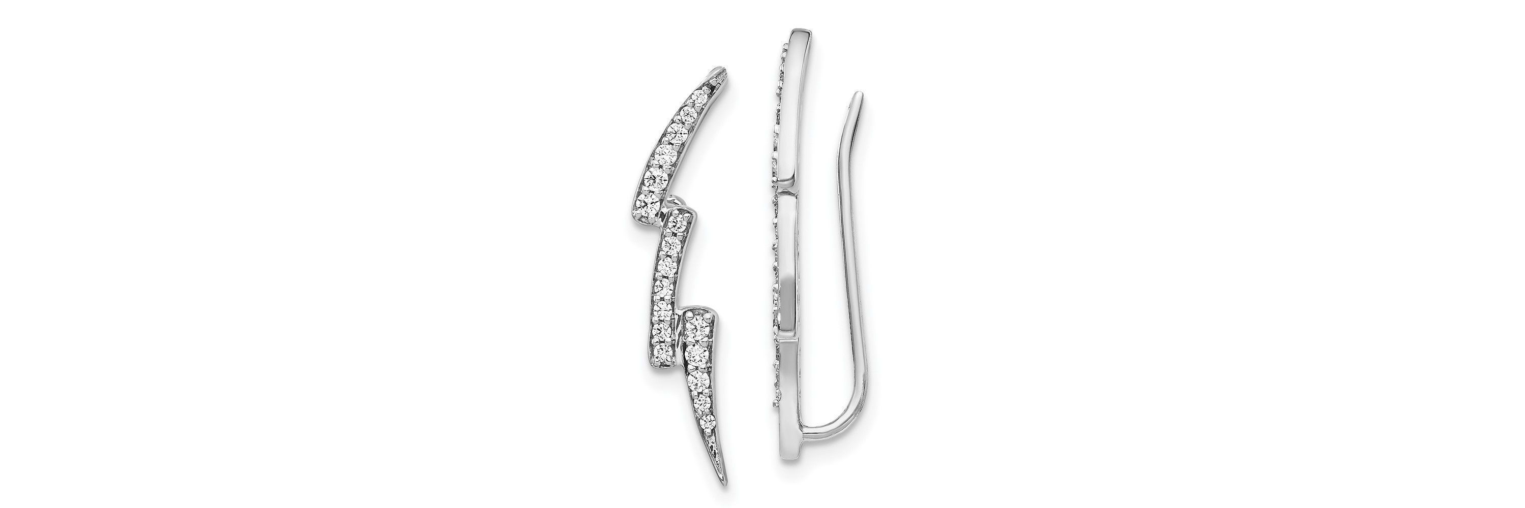 1/4 ct. t.w. Diamond Lightning Ear Climber Earrings in 14K White Gold
