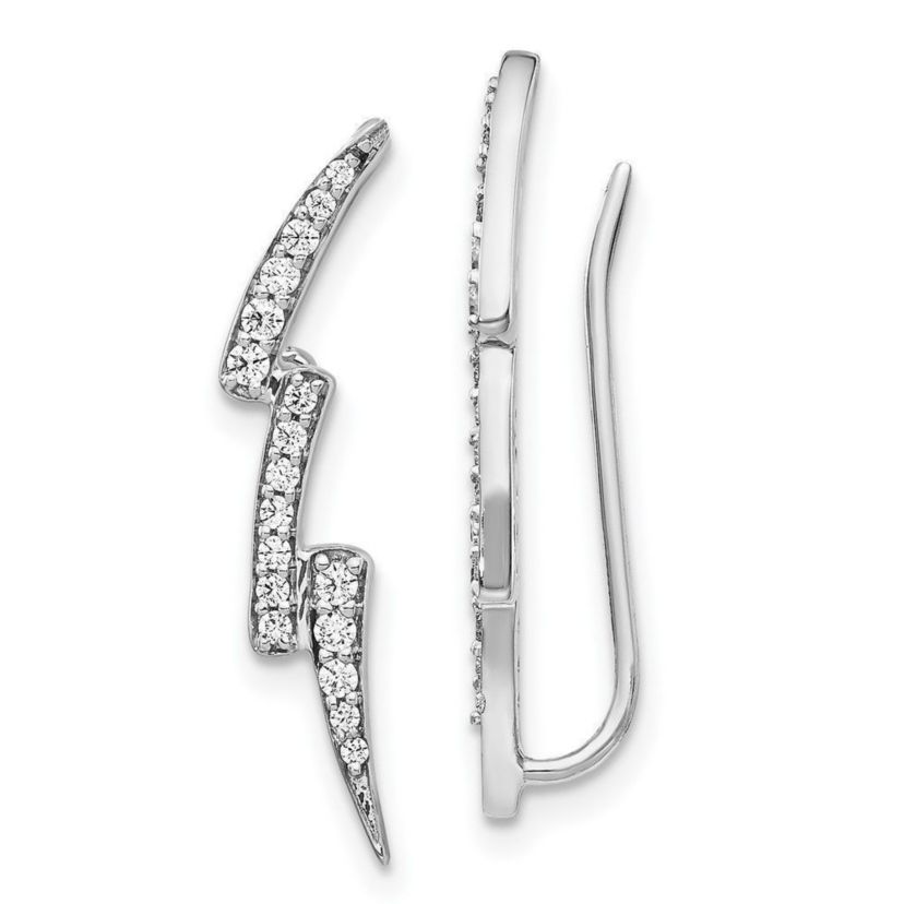 1/4 ct. t.w. Diamond Lightning Ear Climber Earrings in 14K White Gold