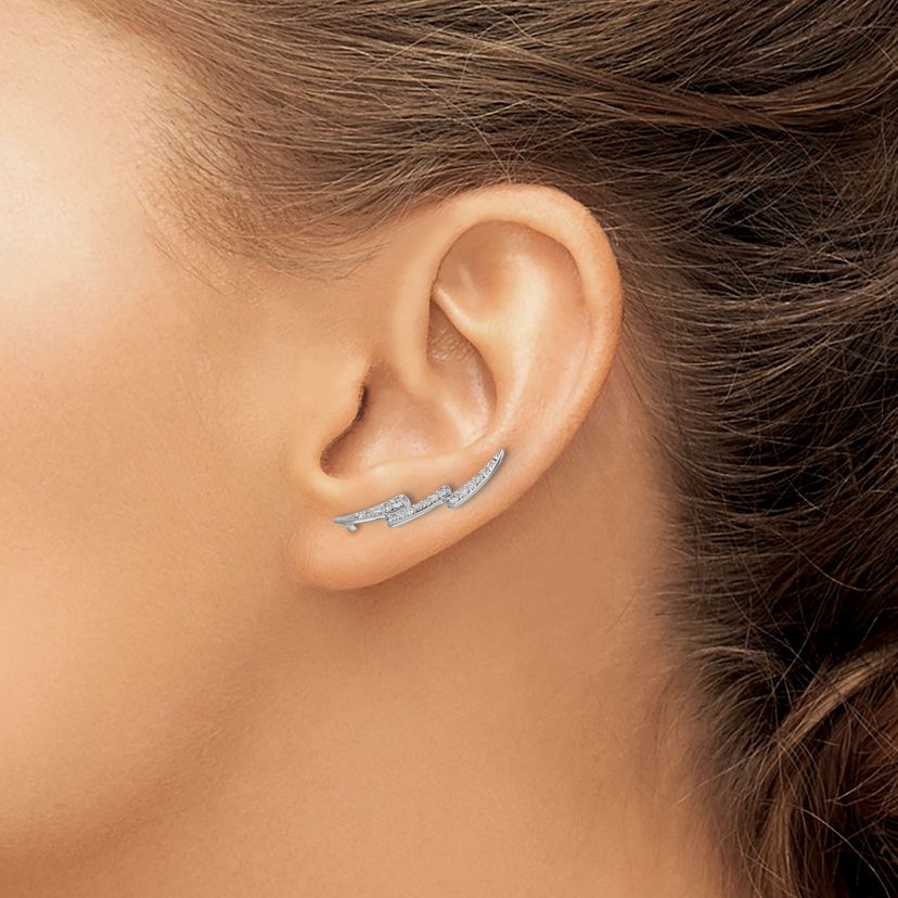 1/4 ct. t.w. Diamond Lightning Ear Climber Earrings in 14K White Gold