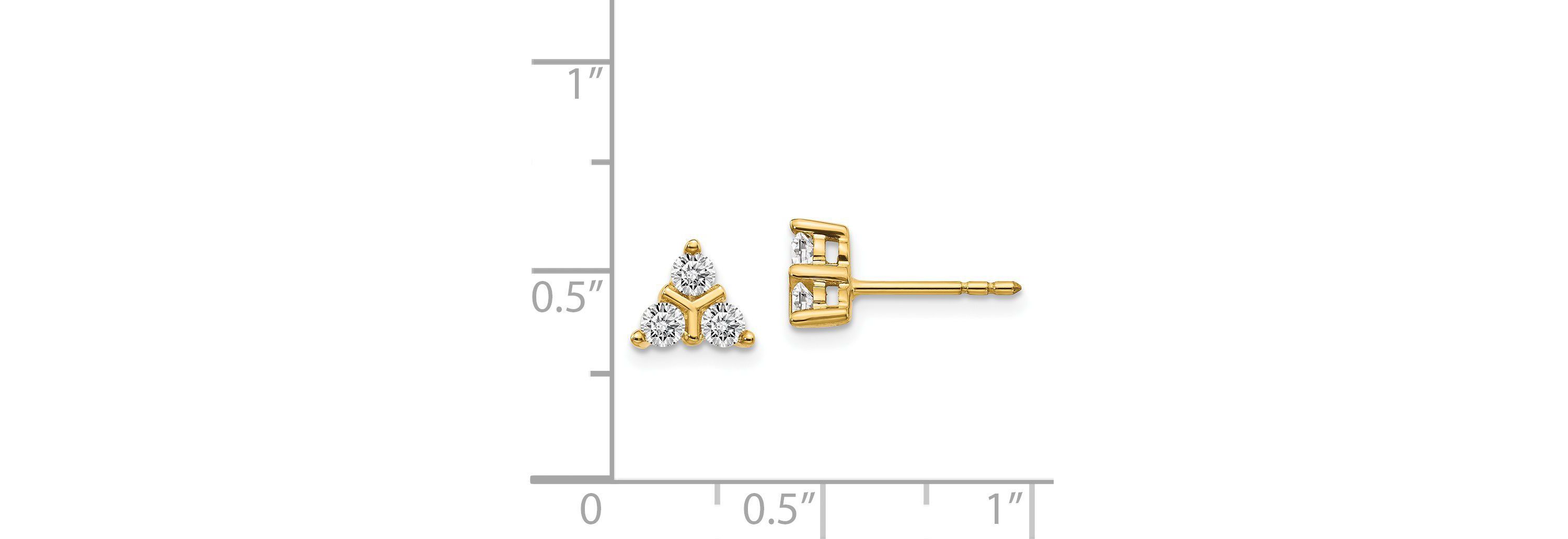 1/2 ct. t.w. 3-stone Diamond Triangle Earrings in 14K Yellow Gold
