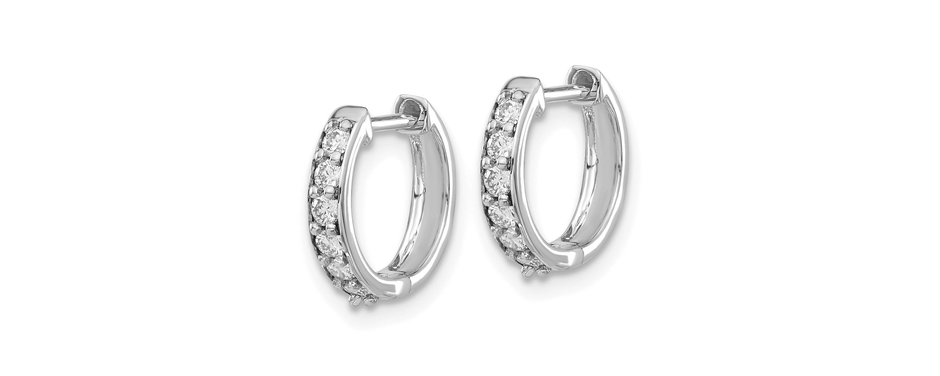 Lab-Grown Pavé-Set Round Diamond Hinged Hoop Earrings